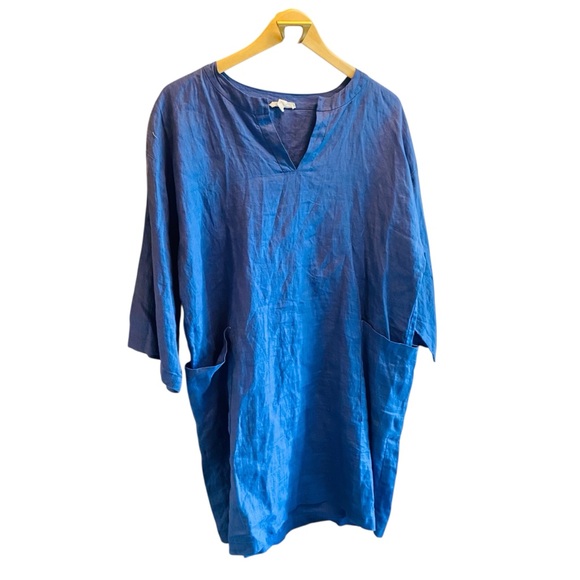 Eileen Fisher Blue Tunic Linen Dress - Picture 2 of 6